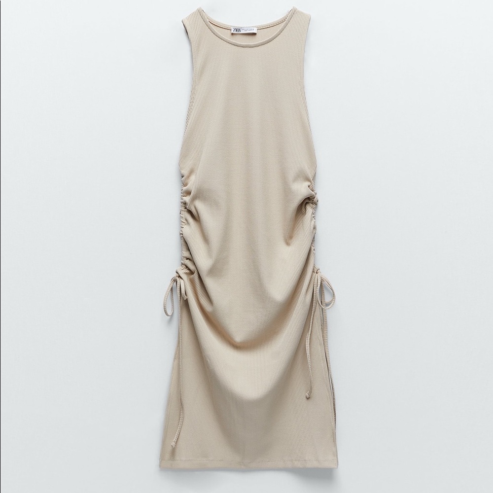 ZARA| RIBBED TANK W/ RUCHED SIDES - Picture 1 of 7